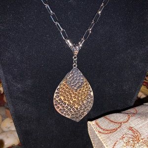 Two tone layered necklace or long with pendant NWT